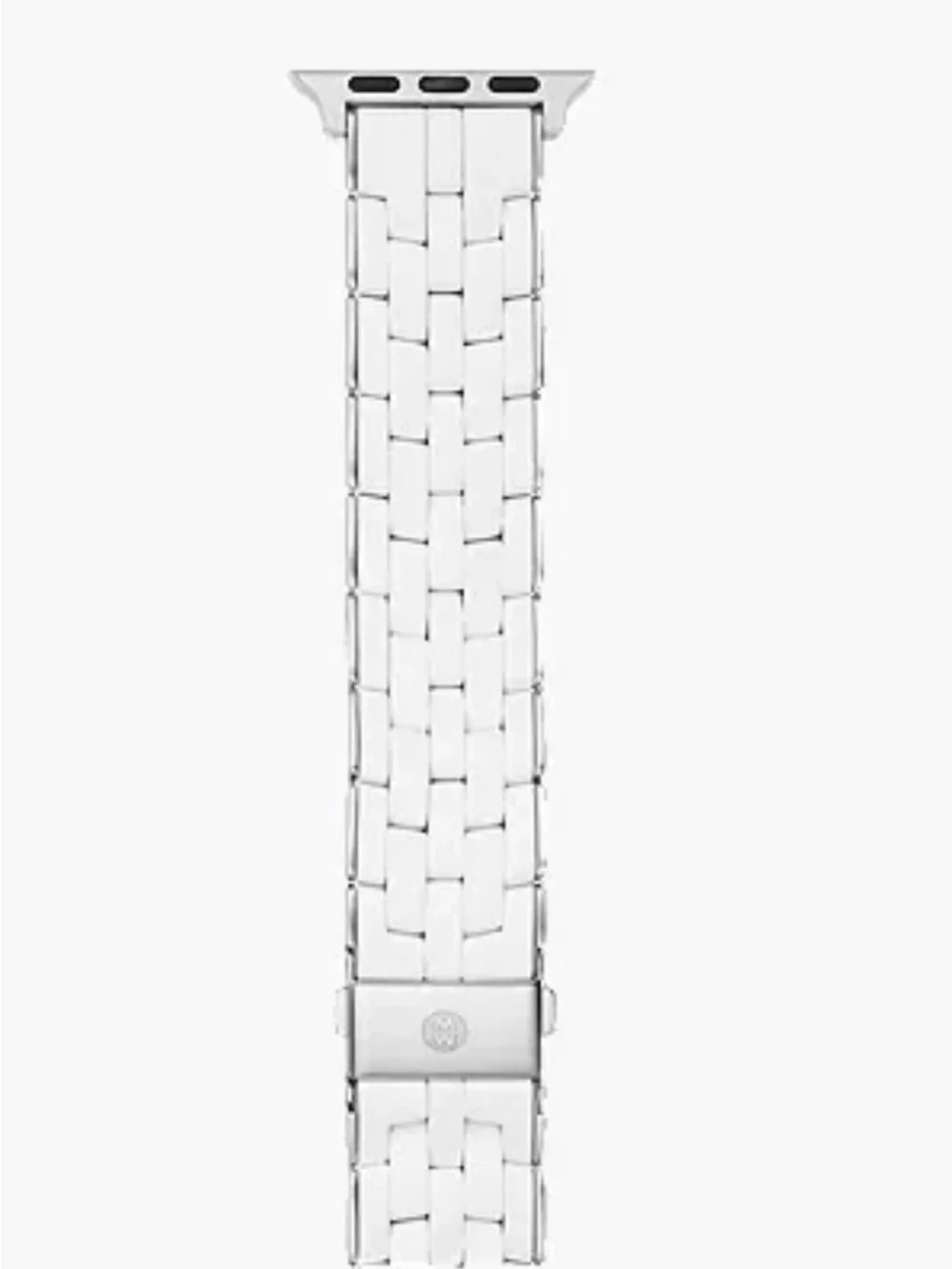 Michele White and Silver-Tone Link Watch